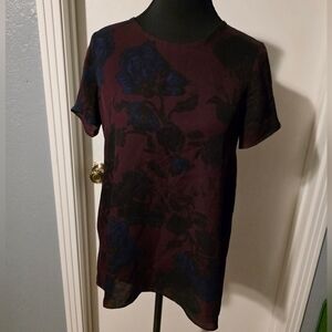 Wilfred 100% Silk Red And Blue Floral Top Size XXS